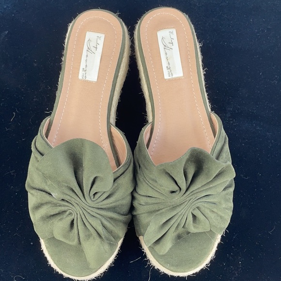 NWT Green Bow Straw Platforms Vintage Havana - Picture 2 of 6